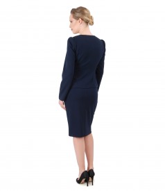 Costum office dama cu sacou si fusta din jerse elastic gros