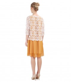 Rochie din voal si bolero din dantela cu motive florale