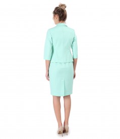 Tinuta office cu sacou si rochie midi din bumbac texturat