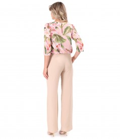 Bluza lejera din voal cu pantaloni din tencel cu in