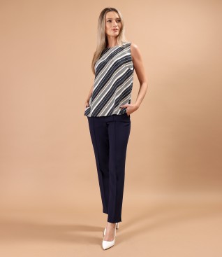 Pantaloni pana din stofa elastica