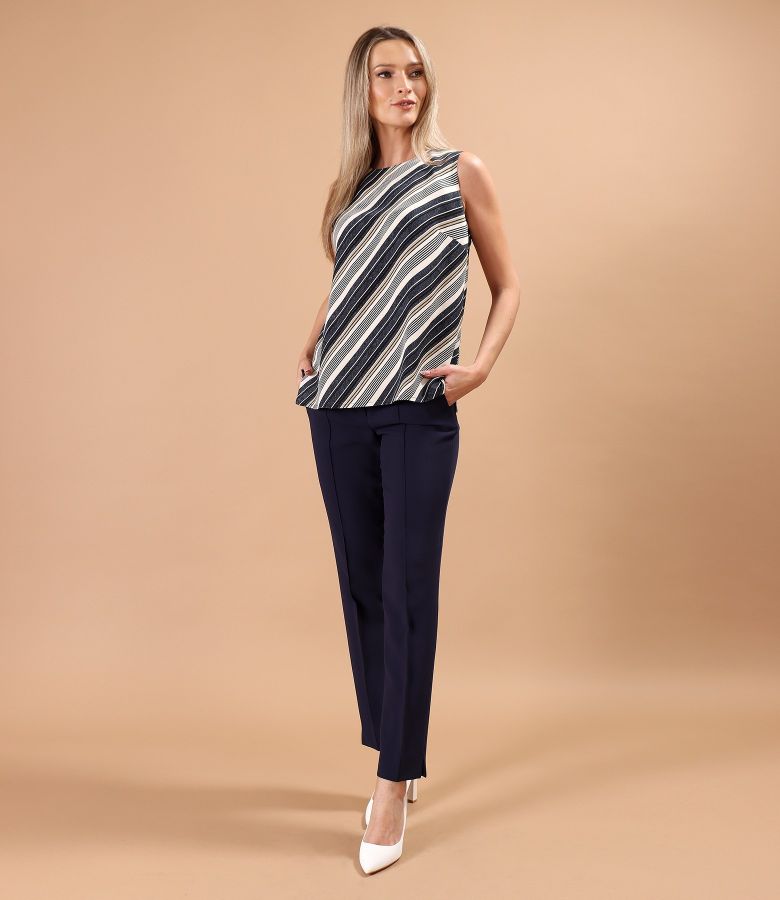 Pantaloni pana din stofa elastica