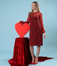 Rochie lejera din matase naturala imprimata digital cu buze