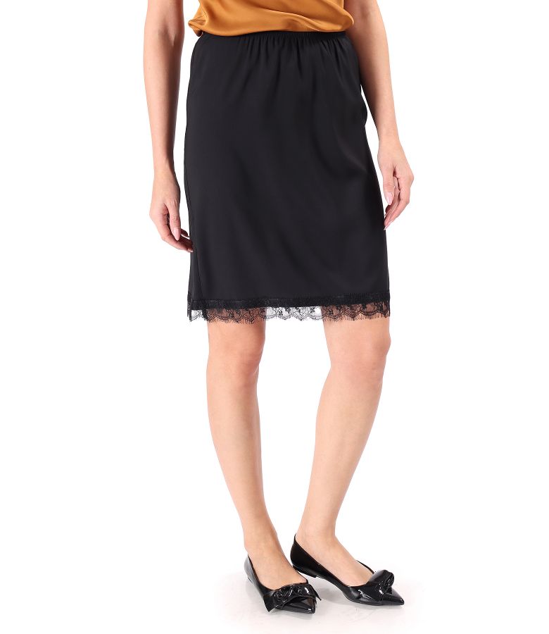 Jupa furou din saten elastic cu dantela