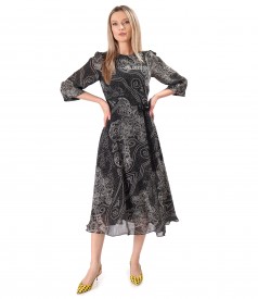 Rochie midi din viscoza imprimata cu motive florale