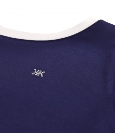 Bluza din jerse elastic cu garnituri in contrast