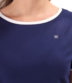 Bluza din jerse elastic cu garnituri in contrast