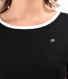 Bluza din jerse elastic cu garnituri in contrast