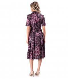 Rochie tip camasa din bumbac elastic imprimat