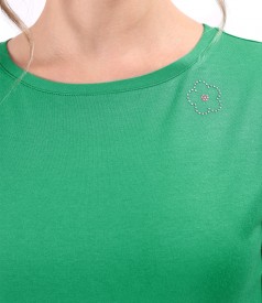 Bluza din jerse elastic uni cu maneci scurte