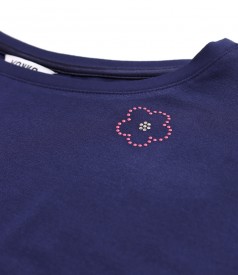 Bluza din jerse elastic uni cu maneci scurte