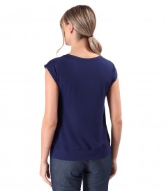 Bluza din jerse elastic uni cu maneci scurte