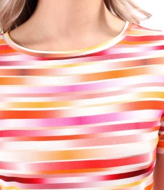 Bluza din jerse elastic de viscoza imprimat cu dungi