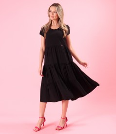 Rochie midi cu volane din viscoza usor creponata