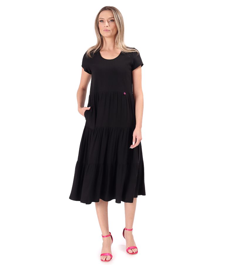 Rochie midi cu volane din viscoza usor creponata