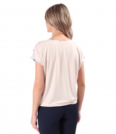 Bluza lejera cu fata din satin de viscoza imprimata