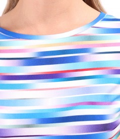 Bluza din jerse elastic de viscoza imprimat cu dungi