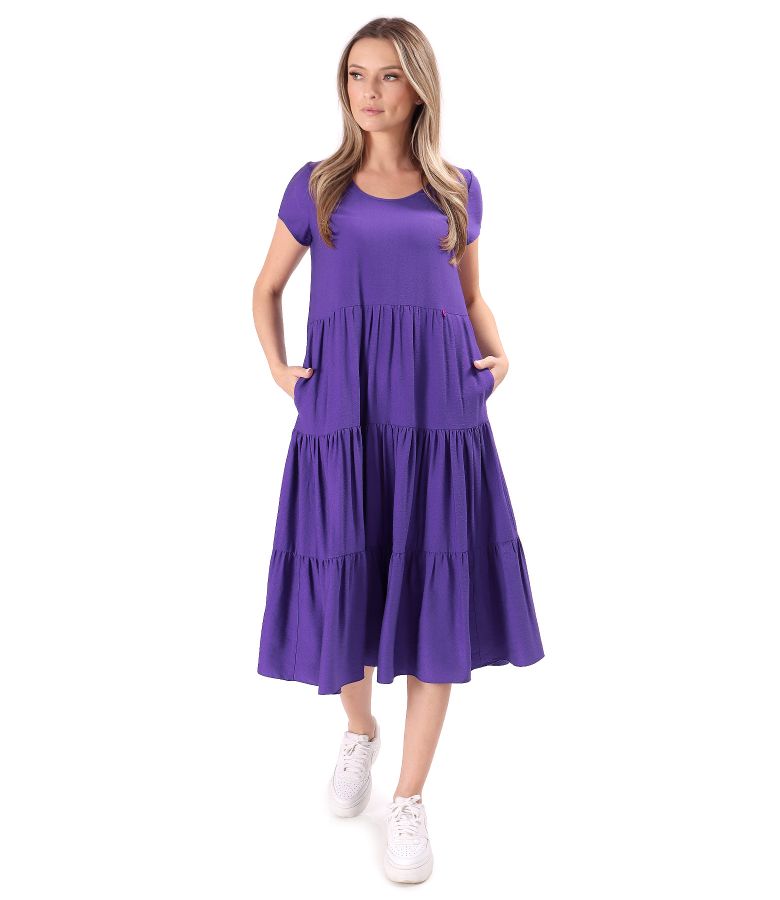 Rochie midi cu volane din viscoza usor creponata