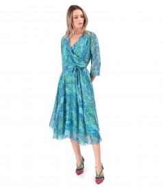 Rochie eleganta din voal imprimat