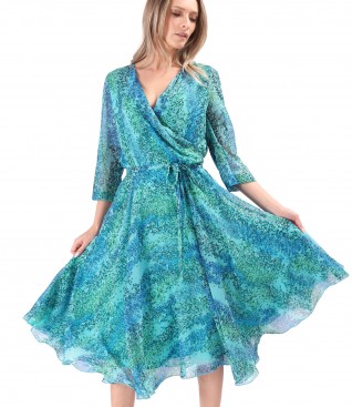 Rochie eleganta din voal imprimat
