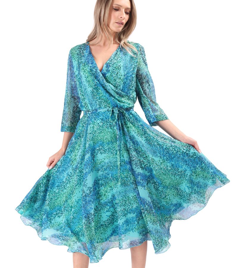 Rochie eleganta din voal imprimat