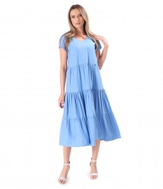 Rochie midi cu volane din viscoza usor creponata