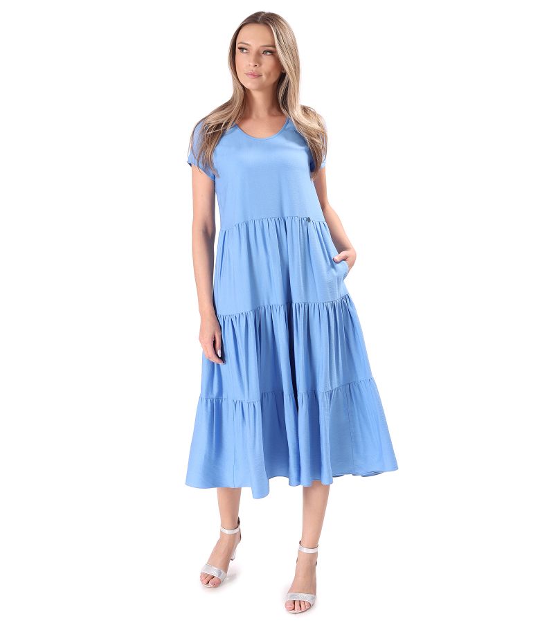 Rochie midi cu volane din viscoza usor creponata