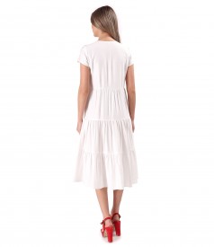 Rochie midi cu volane din viscoza usor creponata