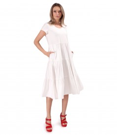 Rochie midi cu volane din viscoza usor creponata