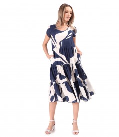 Rochie midi cu volane din viscoza imprimata cu motive florale