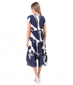Rochie midi cu volane din viscoza imprimata cu motive florale