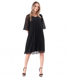 Rochie de ocazie din voal uni cu maneci evazate