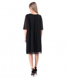 Rochie de ocazie din voal uni cu maneci evazate