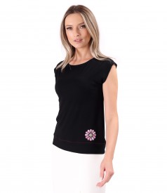 Bluza din jerse elastic uni cu umeri cazuti
