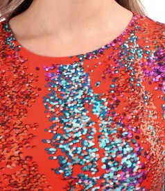 Bluza din jerse elastic imprimat digital