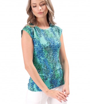 Bluza din jerse elastic imprimat digital