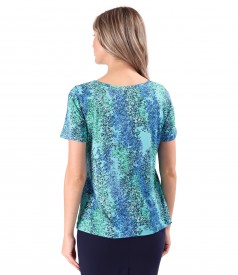 Bluza din jerse elastic imprimat digital