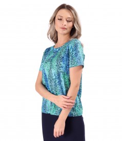 Bluza din jerse elastic imprimat digital