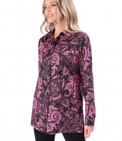 Camasa eleganta lejera din bumbac imprimat cu motive paisley