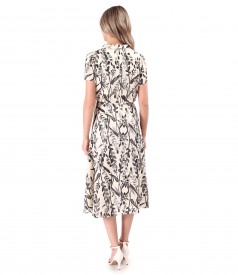 Rochie midi din viscoza cu motive florale si fir de effect