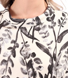 Rochie midi din viscoza cu motive florale si fir de effect