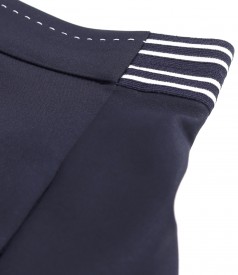 Fusta semiclos din bumbac elastic cu aspect catifelat
