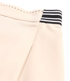 Fusta semiclos din bumbac elastic cu aspect catifelat