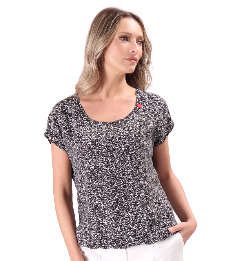 Bluza eleganta lejera din viscoza imprimata cu picouri