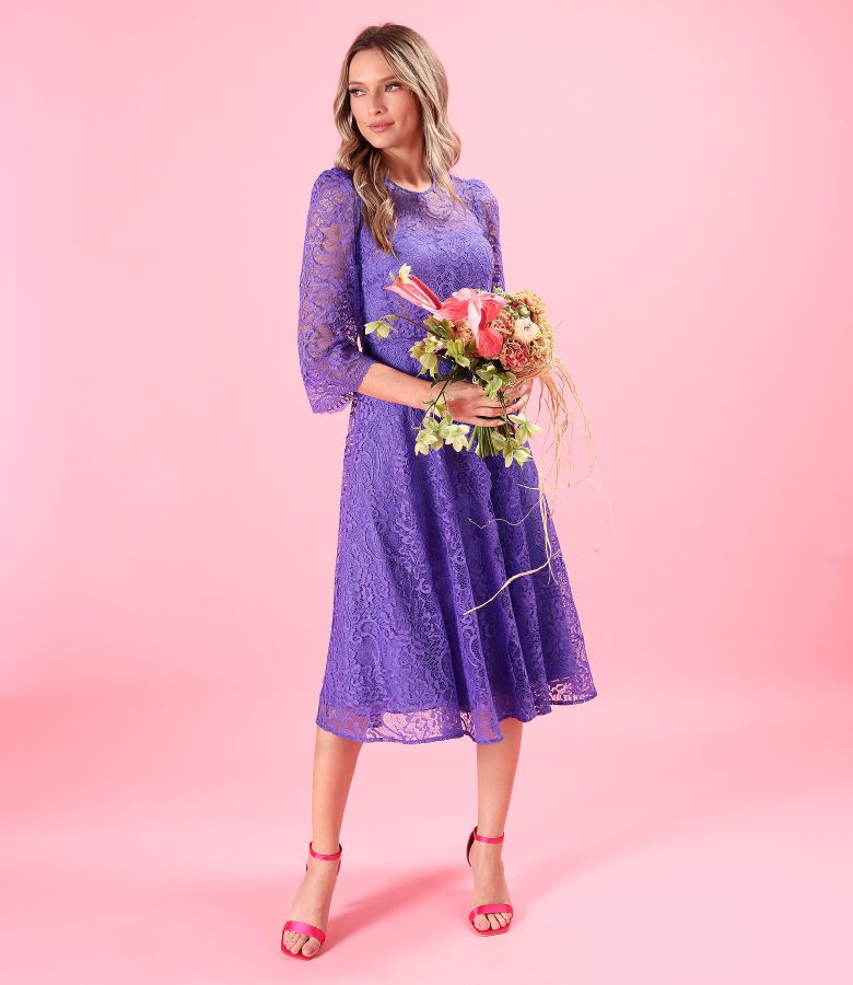 Rochie eleganta din dantela fina cu motive florale