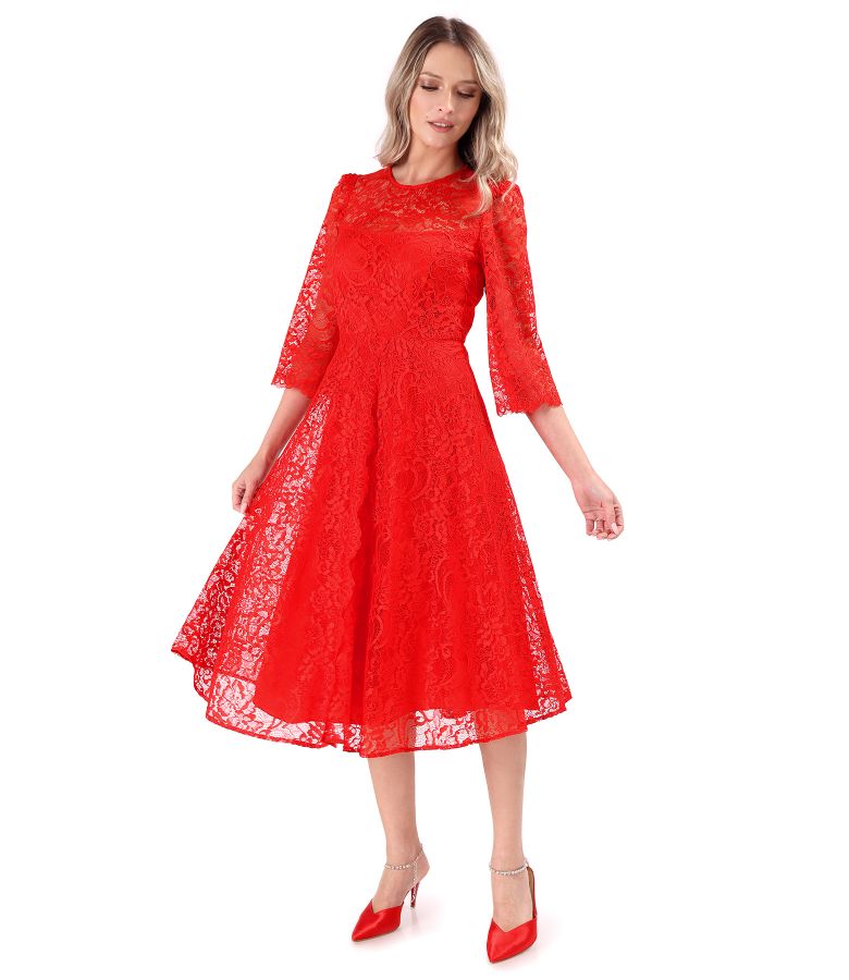 Rochie eleganta din dantela fina cu motive florale