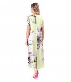 Rochie midi din satin de viscoza imprimata cu flori supradimensionate