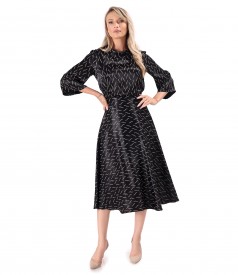Rochie midi din satin de viscoza imprimata cu motive geometrice
