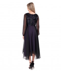 Rochie din voal cu corsaj din paiete multicolore