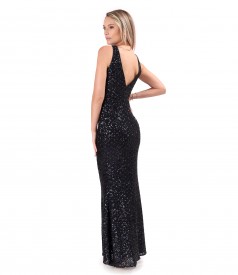 Rochie de seara lunga din paiete multicolore